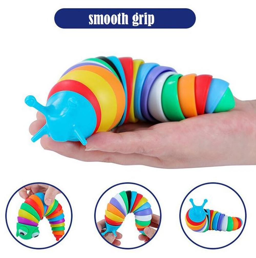 DHL Creative Articulated Slug Fidget Toy 3d Educational Colorful Stress Relief Gift Toys For Children Caterpillar Toy 2022 AA-image-762900226