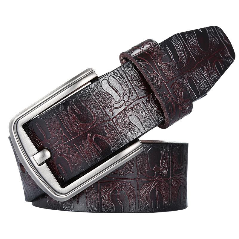 

Belts Trend Printing Belt Imitation Leather Men's Fashion Casual Pin Buckle Wide Luxury BeltBelts, Black