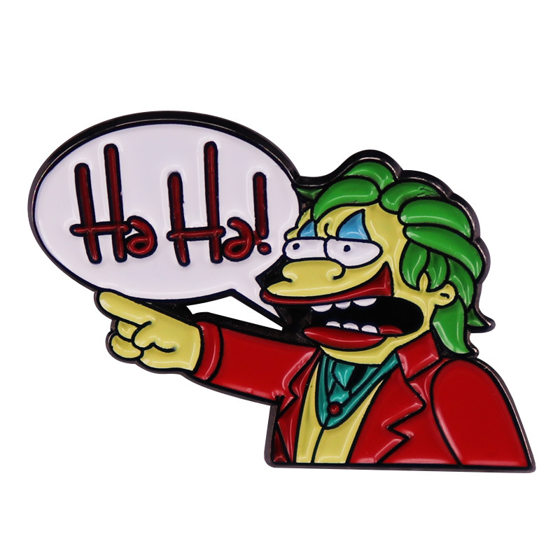

Funny Simpsons Clown Brooch Mashup Lapel Badges Cute Anime Enamel Pins Fashion Accessories Pins Holiday Gifts for Friends, As picture