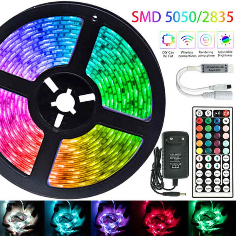 

LED Strip Light Infrared Remote Control RGB 5050 2835 Waterproof 12V Ribbon Lamp Bedroom Decoration For Festival 5M 10M 20M 30M W2280K