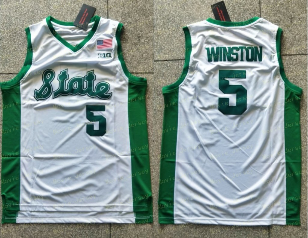 

NCAA College State Spartans 5 Cassius Winston Jersey Final Final Four Fours de Basketball 1 Joshua Langford 20 Matt McQuaid 44 Nick Ward, As