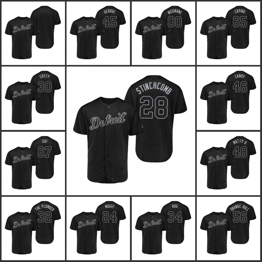 

Baseball Wears Detroit''Tigers''Men Women Youth Victor Reyes Vic Miguel Cabrera Miggy Buck Farmer George Custom Black Players' Weekend Authentic Jersey