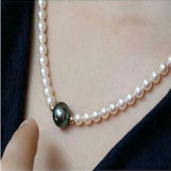 

Top Akoya 7-8mm white Pearl Necklace 18" 14K