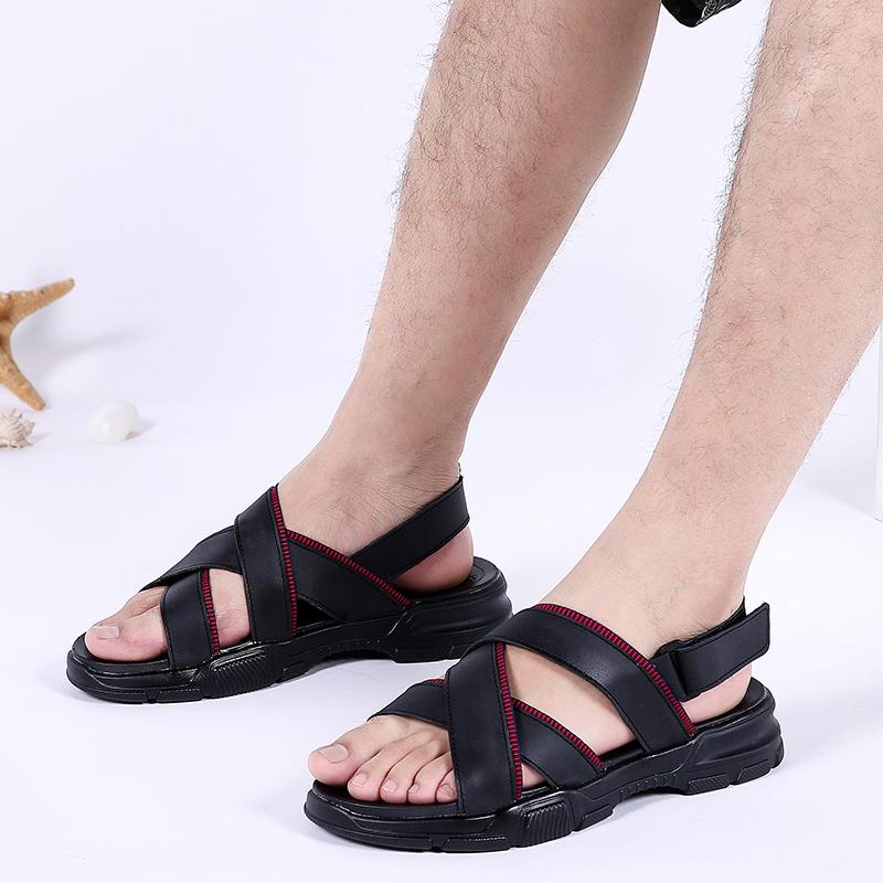 

Sandals Gladiator Men Casual Samool Shoes Man 2022 Summer Sandalia Masculino Em Couro Mens Roman Sandalias Homens, Black