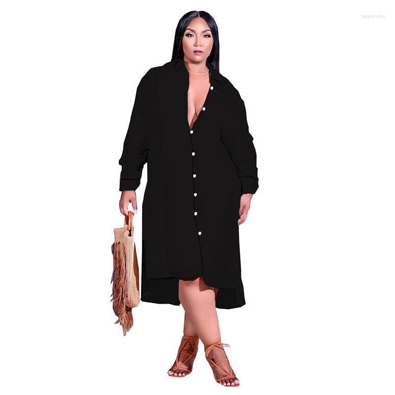 

Plus Size Dresses 5XL Irregular Lapel Shirt Single-breasted Loose Long Dress For Women Casual Street Wear Trendy Arrival Wholesale Jasp22, Purple