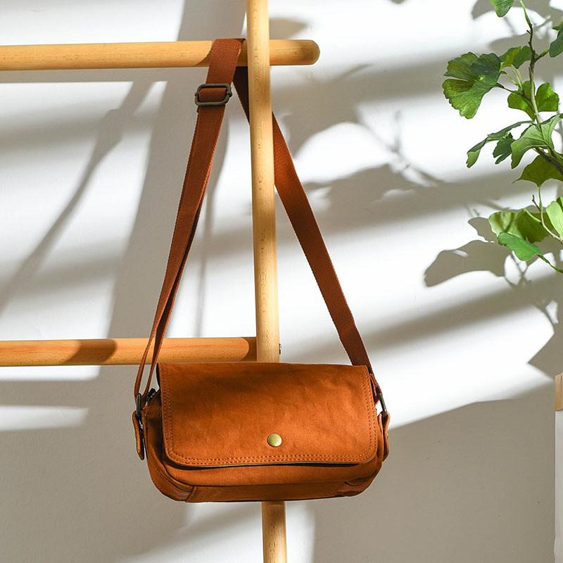 

Cross Body Square Women's Canvas Small Bag Leisure College Wind Shoulder Simple Art Neutral Wide Strap Messenger BagCross, Black