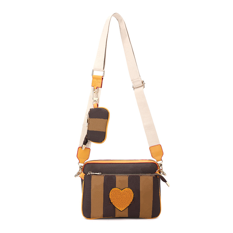 

3 Set Designer Crossbody Bag Purse for Women Messenger Bags Handbag Shoulder Tote Lady Suqare Purses L601, Brown