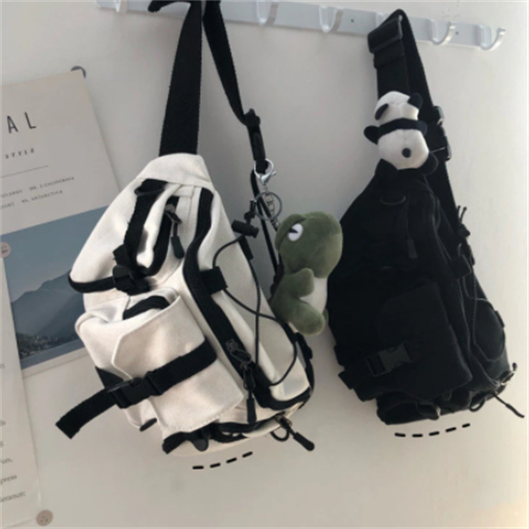 

Harajuku Techwear Canvas Sling Bag Gothic Crossbody Bags For Women Handbag Purses And Handbags Bolsas Feminina Shoulder, Gift bags