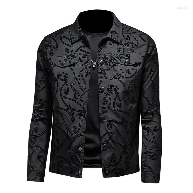 

Men's Trench Coats Luxury Flocking Bomber Jacket Men 2022 Autumn Business Casual Slim Lapel Single Breasted Dress Coat Social Street WearMen, Black