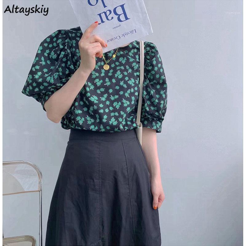 

Women's Blouses & Shirts Large Size Women Puff Sleeve Floral Leisure All-match Summer Students Comfortable Loose Trendy Simple Aesthetic Ret, Black