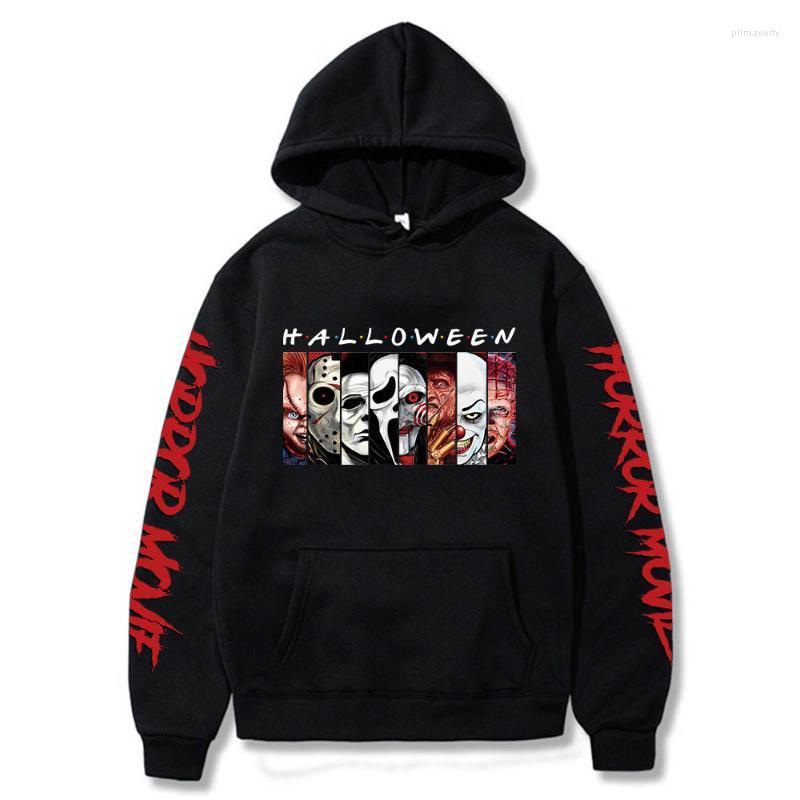 

Men's Hoodies & Sweatshirts Horror Movie Characters Panel Hoodie Halloween Cosplay Costume Cozy Tops Sweatsuit Sudadera Felpa MoletomMen's P, Beige
