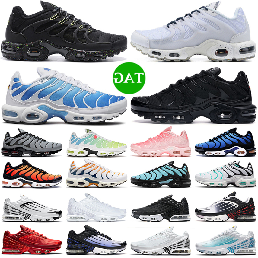 

with Box 2022 Men Women Running Shoes Tn Plus 3 Terrascape Triple Black White Atlanta Hyper Sky Blue Fury Jade Laser Wolf Grey Mens Trainers Outdoor Chaussures, 11