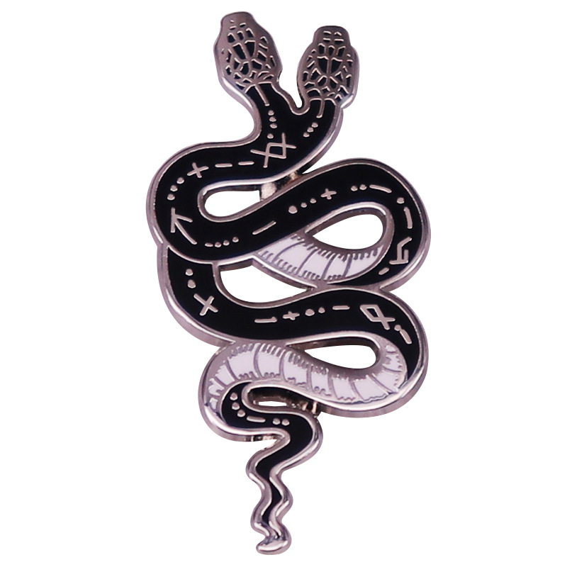 

Double head snake Brooch clothing hat pin metal accessories gift, As picture