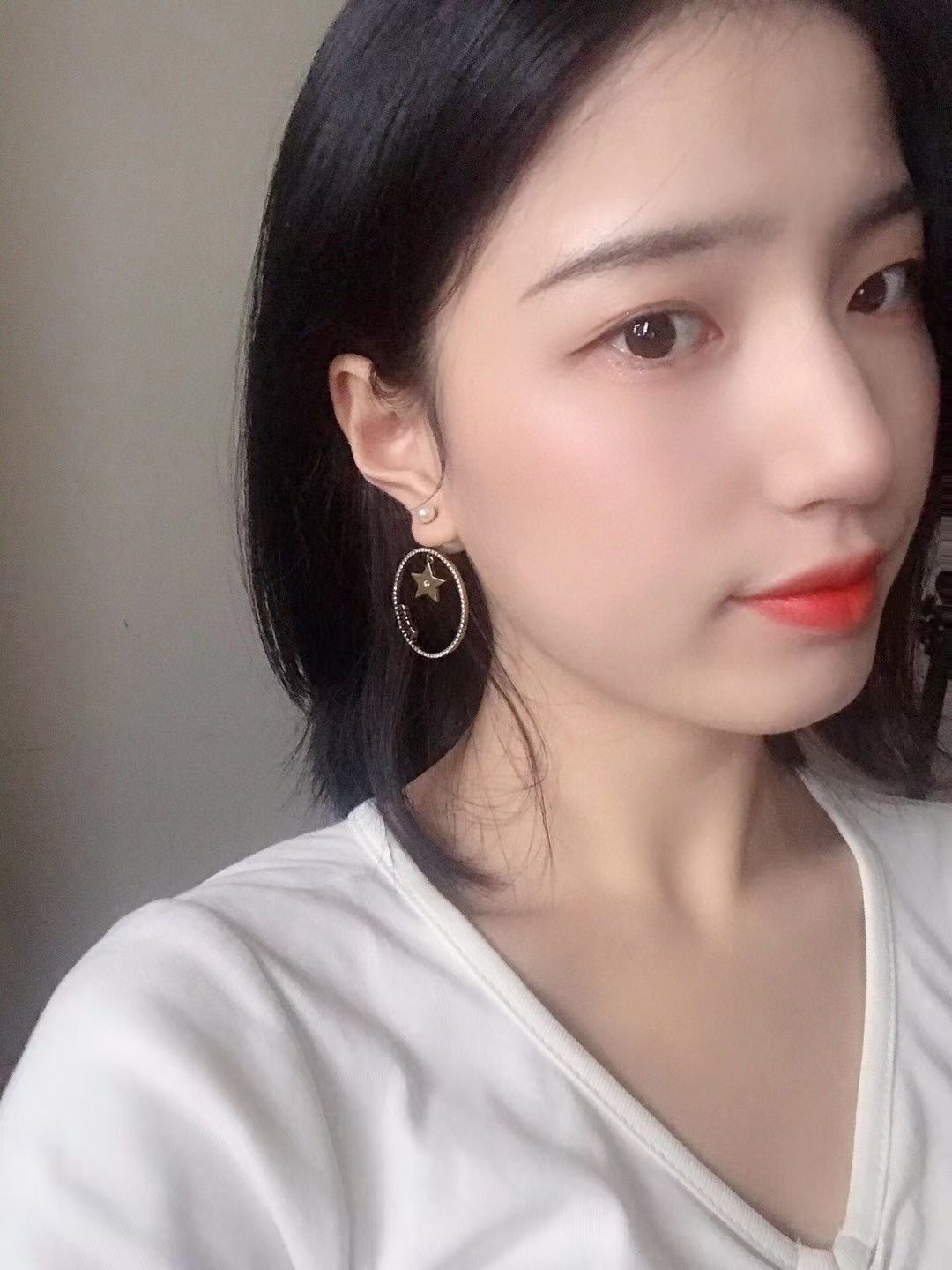Vintage S925 stamp silver pin Needle deluxe Unique star dangle diamond letter pearl drop earrings girl women gold brass logo engrave wedding char