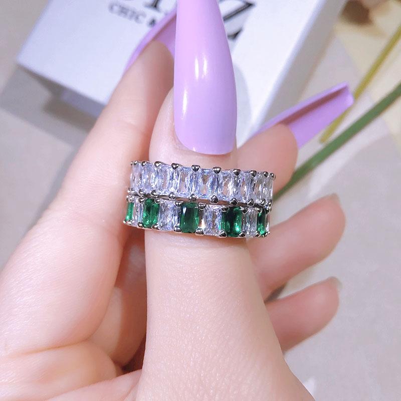 

Wedding Rings Luxury Band Zircon For Women Eternity Promise CZ Crystal Finger Ring Engagement Jewelry Love GiftWedding