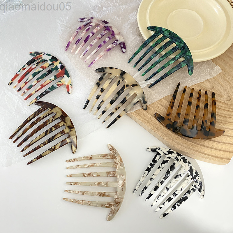 

Acetate Sheet 6 Teeth Plate Hair Comb Insert Comb Hairpin Headwear Jewelry Horsetail Fork Comb Hair Clips Girls Gifts L220729