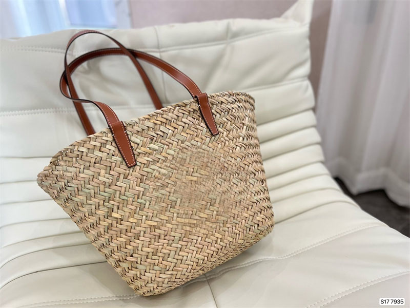 

Fashion Beach Women's Large Raffia Leather Basket Tote Bags Casual Rattan Women Handbags Straw Woven Totes Large Capacity Designer Shopping Shoulder Bag Size 30*27cm, Extra shipping cost