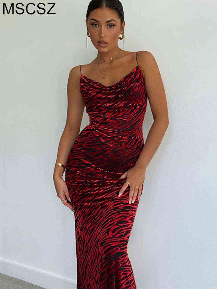 Striped Spaghetti Strap Maxi Dress Elegant Mermaid Party Dresses For Women Sexy Draped Backless Long Dress Black Red Green T220816