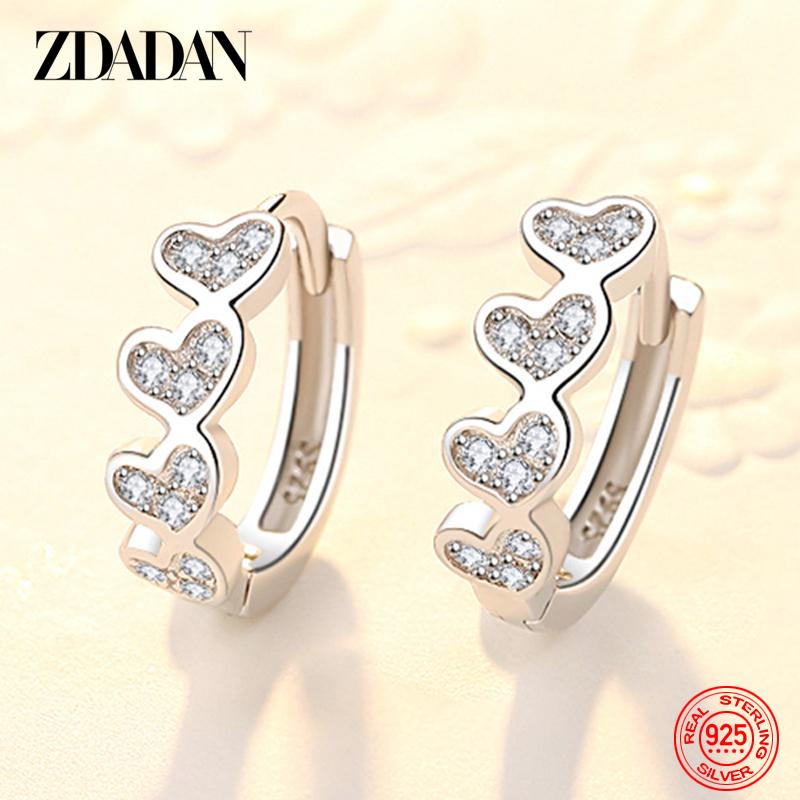 

Hoop & Huggie 925 Sterling Silver Heart Earrings For Women Fashion Wedding Jewelry Party GiftsHoop