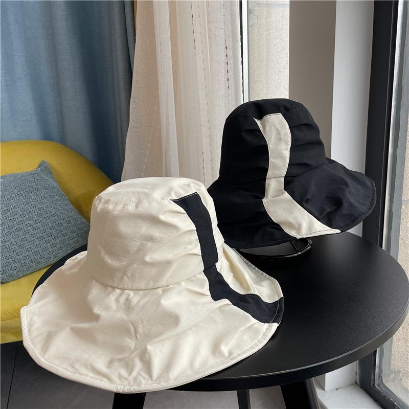 

Wide Brim Hats Bucket For Women Autumn Ladies Fisherman Hat Sun Protection Belt Buckle Foldable Small Basin Outdoor Cloth Cap, White