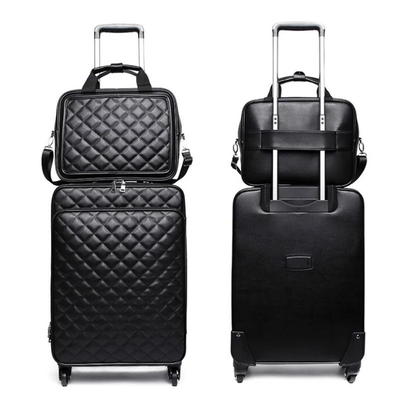 

Suitcases Fashion High Quality Women Spinner Rolling Luggage Set 24" Inch Lady's Cabin Trolley Bag Leather Travel Suitcase 20"Suitcases
