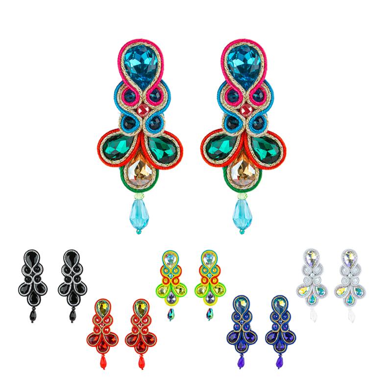 

Dangle & Chandelier Fashion Long Pendant Earring Handmade Soutache Jewelry Colourful Earrings For Women Ethnic Boho Accseeories Party Gift
