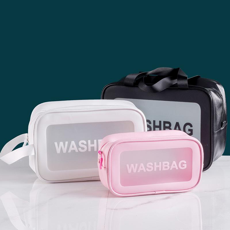 

Storage Boxes & Bins Transparent Make-Up Bag Fashion Contracted Large Capacity Travel Toiletry Cosmetic Washbag With Handle WaterproofStorag, S black