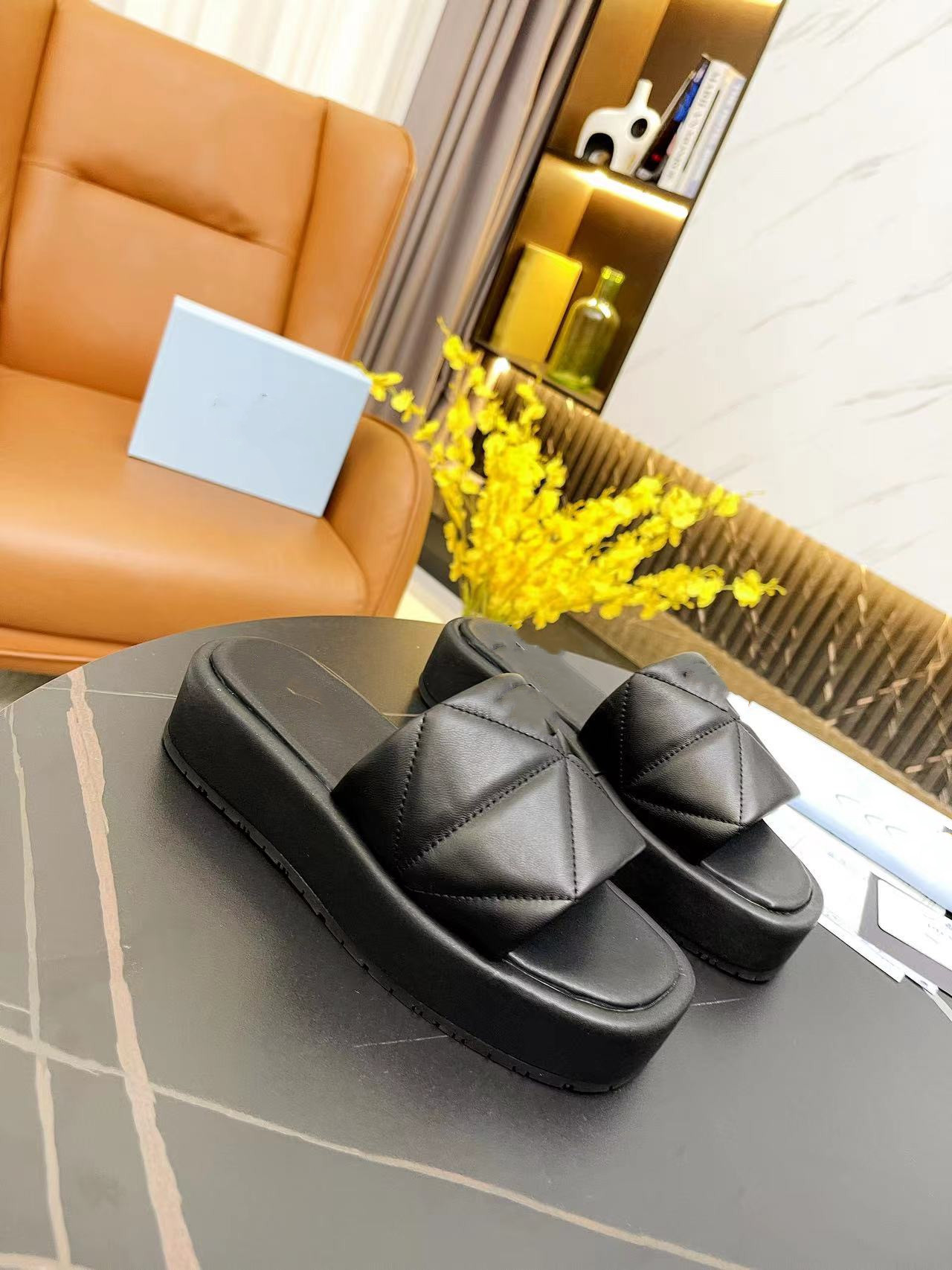 

Designers Wedge Sandals Women Platform Espadrille Black Leather High Heels Double Sandal Summer Beach Sexy Wedding Shoes With Box 0601, 07