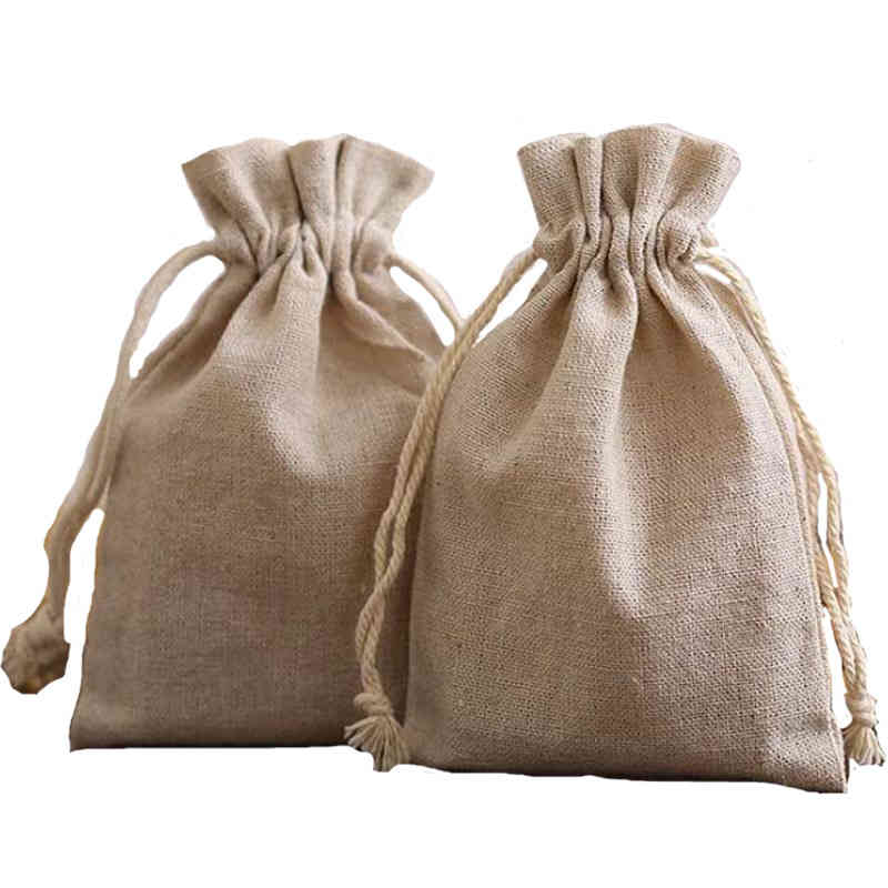 

Linen Jewelry Gift Bags 8x11cm 9x12cm 10x15cm 13x17cm pack of 50 Custom Jute Sack Makeup Drawstring Pouches