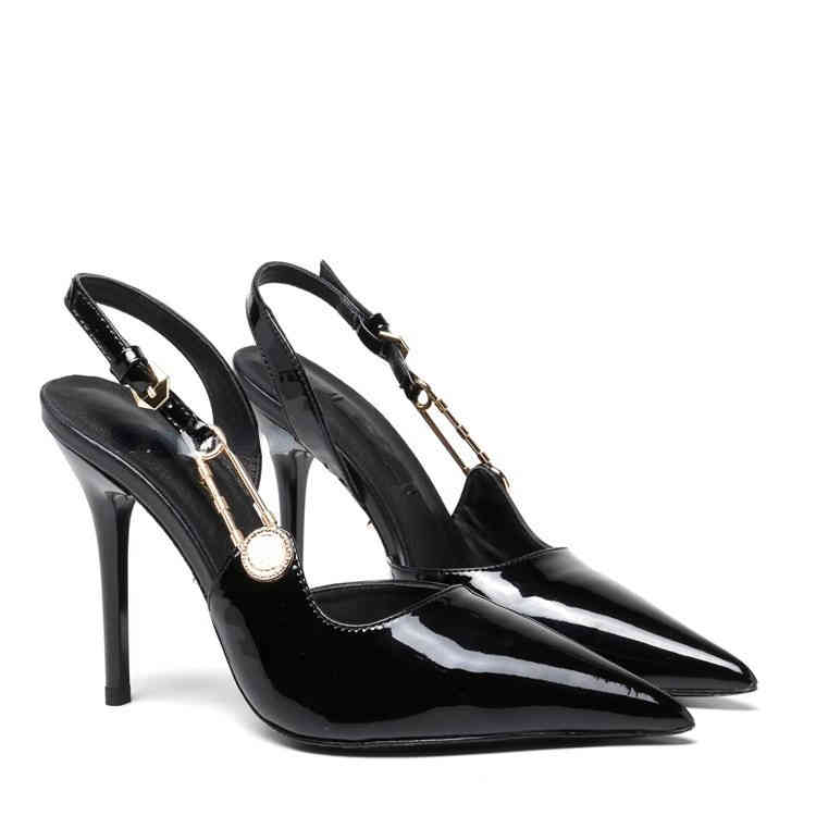 Sandals women's high heels 2022 Medusa summer new shallow mouth pointed pin belt buckle thin heel Rhinestone fashion shoes list