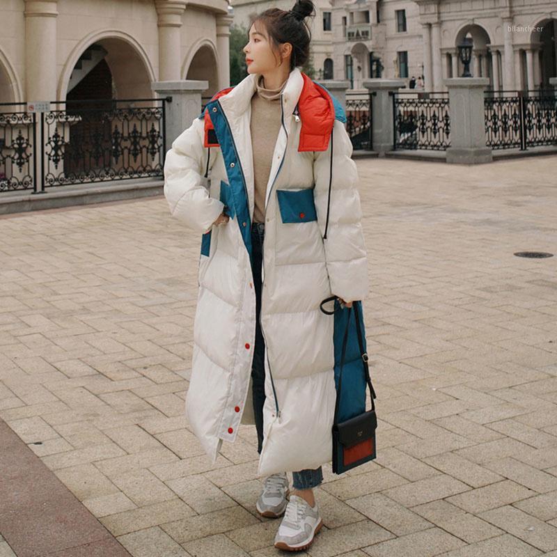 

Women' Wool & Blends Down Padded Thick Big Size Super Long Hooded Color Design Quality Loose Winter Cotton Jacket Fashion Casual Coat Femal, Photo color