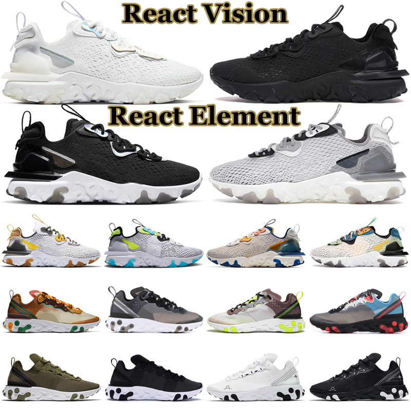 

React Vision Running Shoes Element 87 55 Men Women Triple Black White Light Smoke Grey Orange Peel Phantom Desert Sand Mens Trainer Sports Sneakers, #11 triple red 36-45