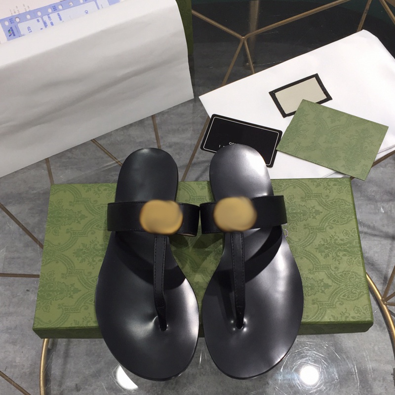 

2022 Slides Desinger Women Slippers Fashion sandal Slide Black Golden Red Leather Rubber Flip Flops Brand Shoe Ladie Shoes Sandals Slipper 35-45 [With Box], 10