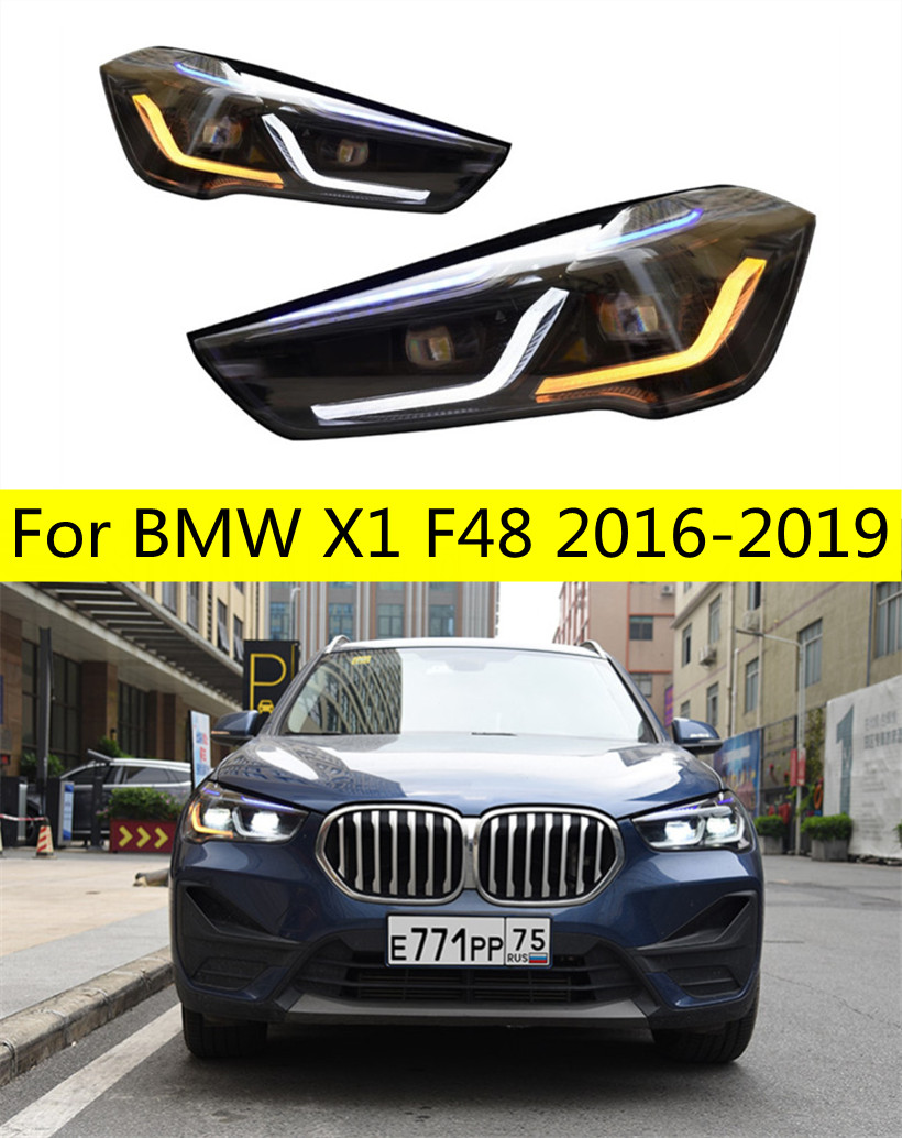 

Front Head Lights For X1 F48 20 16-20 19 LED Headlights Blue DRL Turn Signal High Beam Angel Eyes Parking Light