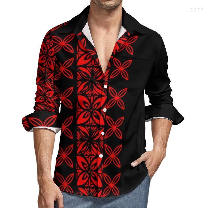 

Men's Casual Shirts Handsome Cool Mens Long Sleeve Shirt Personality Street Apparel Polynesian Tradition Tribal Design Slim Eldd22, Ly21120114