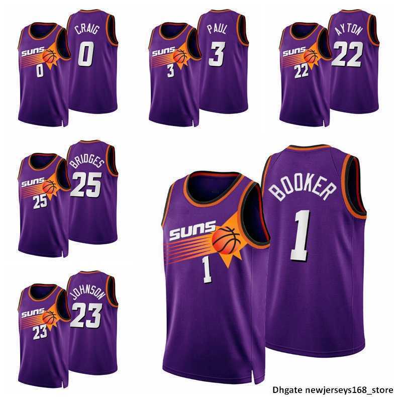 

Printed 75th Phoenix''Suns''Men Devin Booker 1 Chris Paul 3 Deandre Ayton Elfrid Payton Cameron Johnson Mikal Bridges Crowder Payne 2022 Classic, Custom name and number