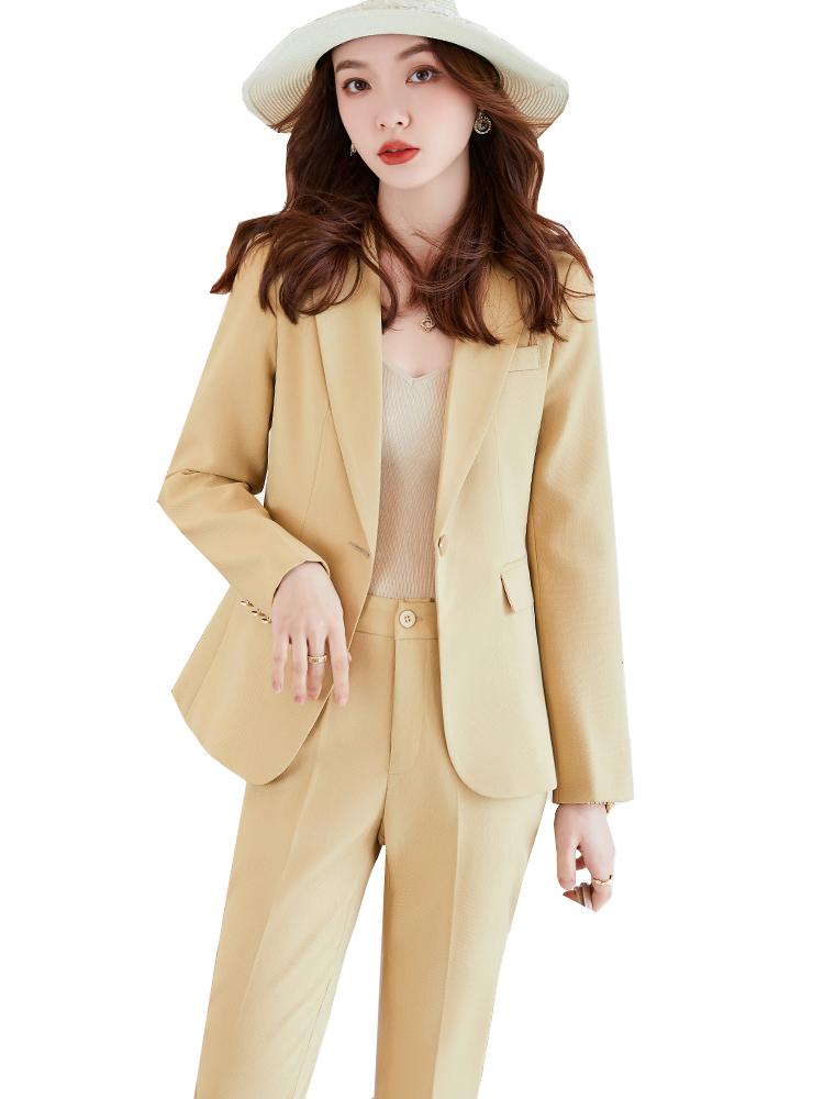 

Women' Two Piece Pants Yellow White Black 2 Set Women Formal Pant Suit Female Office Ladies Work Wear Long Sleeve Jacket Blazer And Trouser, White 2 piece set