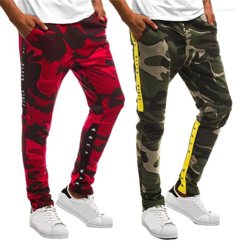 

Men's Pants Men Trousers Camouflage Print Free-matching Elastic Waist Leisure Long All-match SweatpantsMen's Naom22, Red