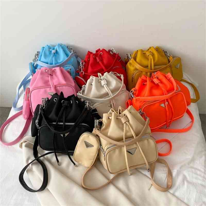 Outlet new shoulder and back nylon cloth backpack with bucket bag fashionable personality simple small-image-772311824