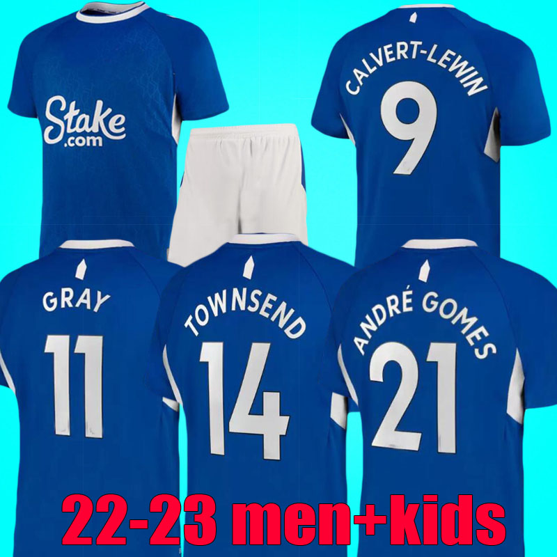 

22 23 GRAY DOUCOURE TOWNSEND soccer jerseys home 2022 2023 EVERTON CALVERT-LEWIN Y.MINA HOLGATE MYKOLENKO GORDON Away black third football shirt men kids kit set, 22-23 kids home