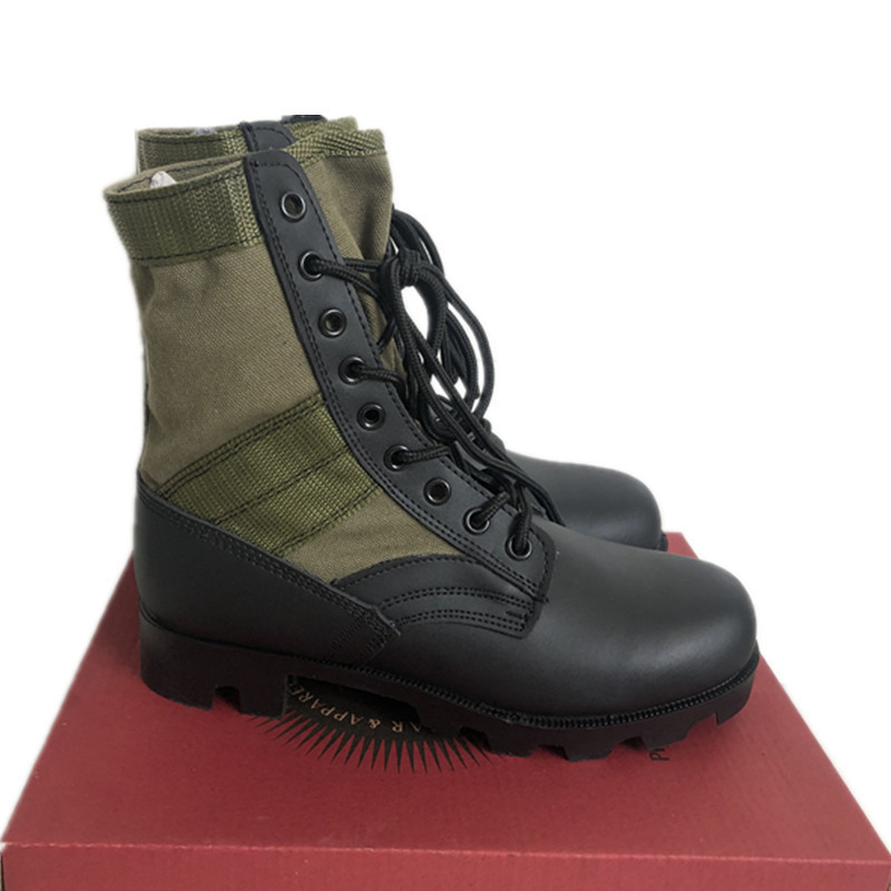 

Military Fan Boots Men's Panama High Top Boots Brand Military Green Desert Special Forces Cattle Leather Shoes, Black