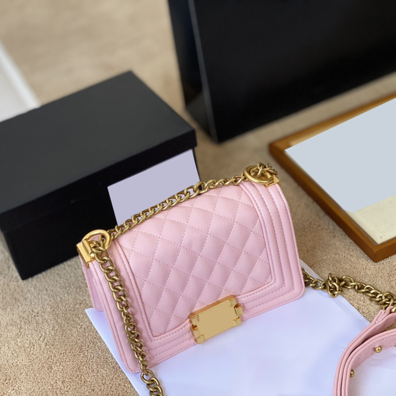 

20CM Classic Mini Flap Caviar Leather Crossbody Bags Quilted Gold Hardware Adjustable Shoulder Strap Purse Luxury Cross Body Designer Handbags For Women Purse, Box