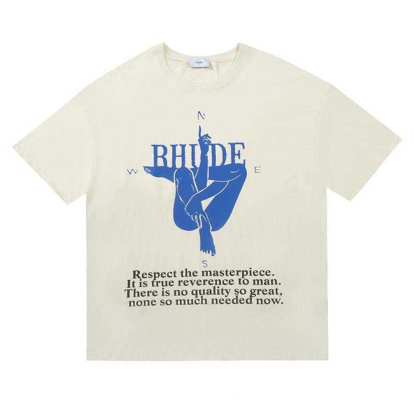 

2022 New Fashion Brand Rhude Men' and Women' t Shirts American Simple High Street Loose Casual Short Sleeve, Apricot