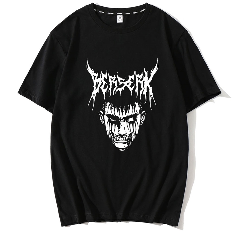 

Men Dark Berserk Anime T-shirt Male Short Sleeve Manga Tshirt Featured Breathable Oversized Pattern Print Cotton Casual Tees 220407, Blue