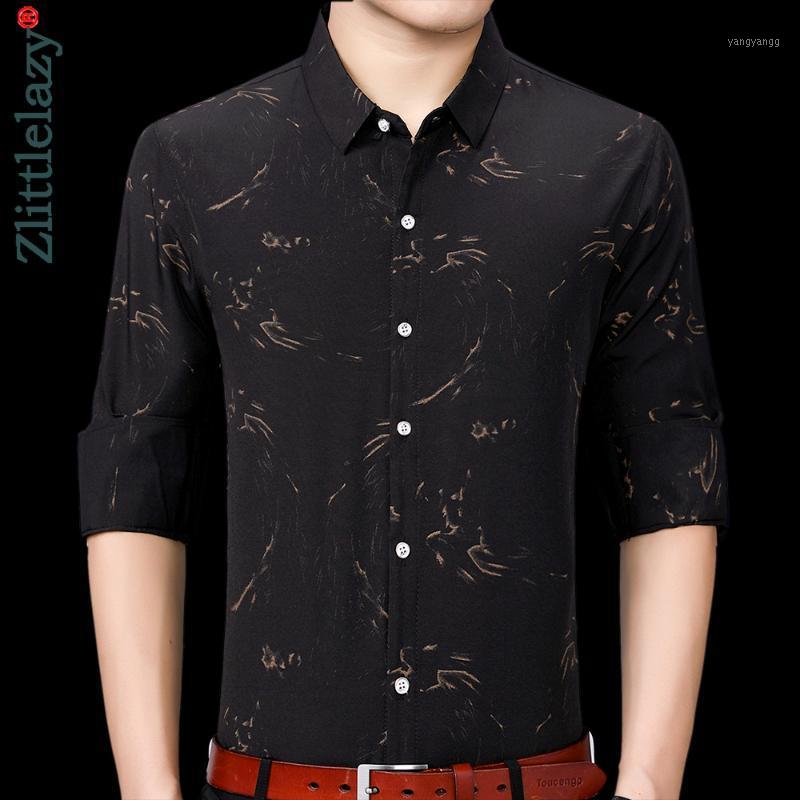 

Brand Long Sleeve Men Social Shirt Streetwear Casual Luxurious Shirts Dress Mens Slim Regular Fit Clothes Fashions 90310 Men, Black