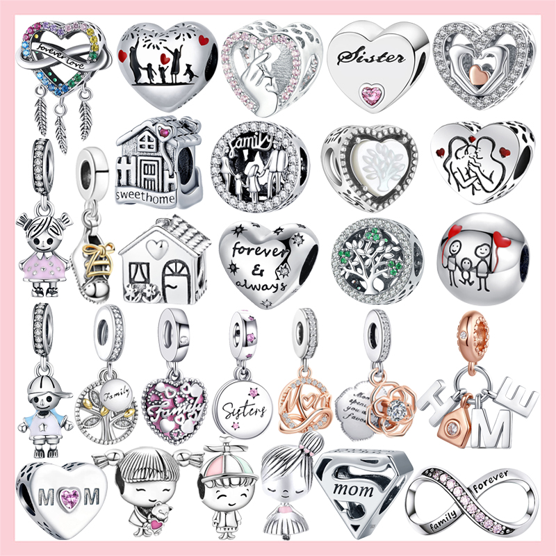 

Genuine 925 Silver Charm Foever Mom Family Tree Beads Original Fit Pandora Bracelet Jewelry