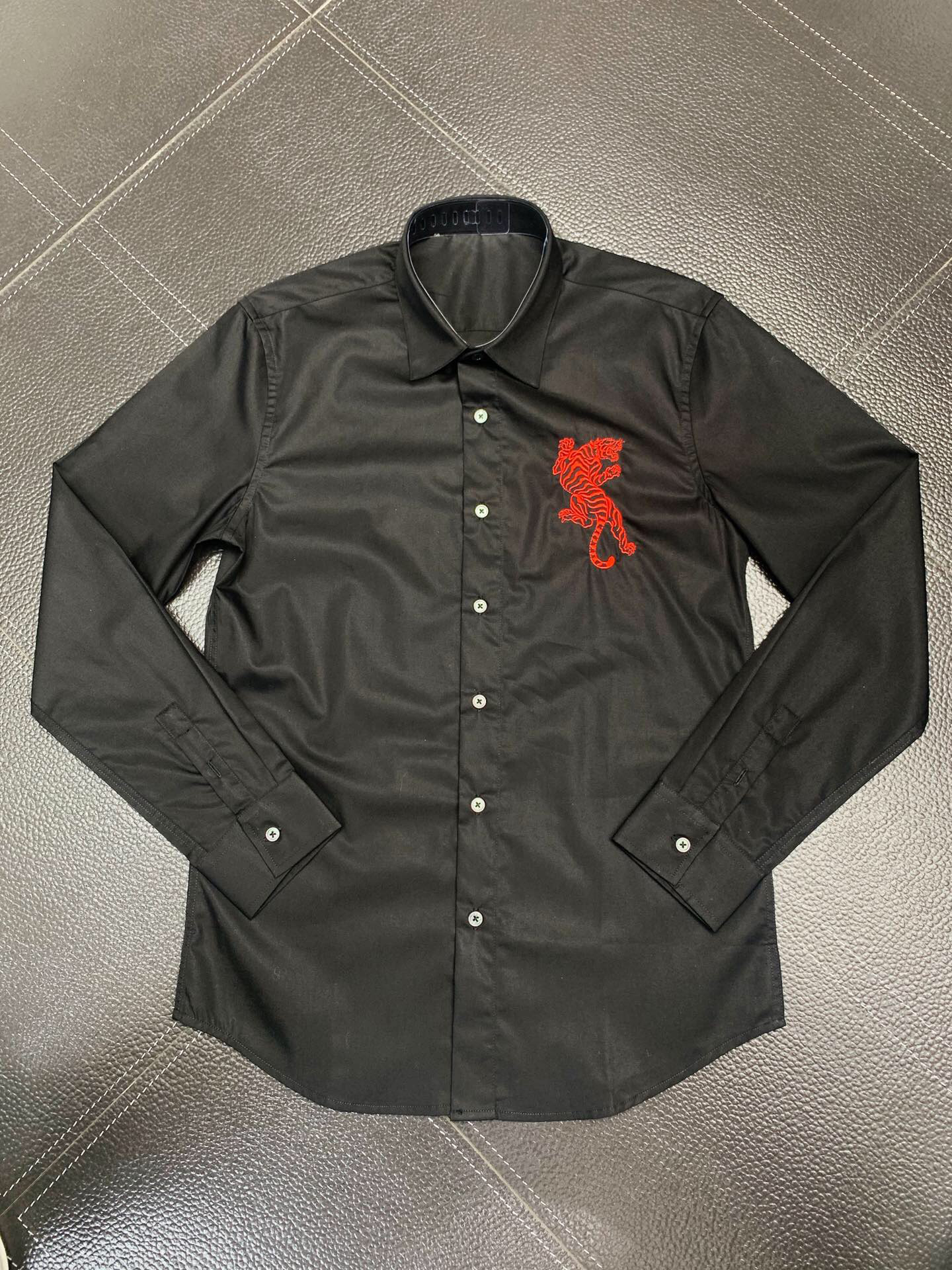 

Mens Designer Shirts Brand Clothing Men Long Sleeve Dress Shirt Hip Hop Style High Quality Cotton Tops 104022, Black