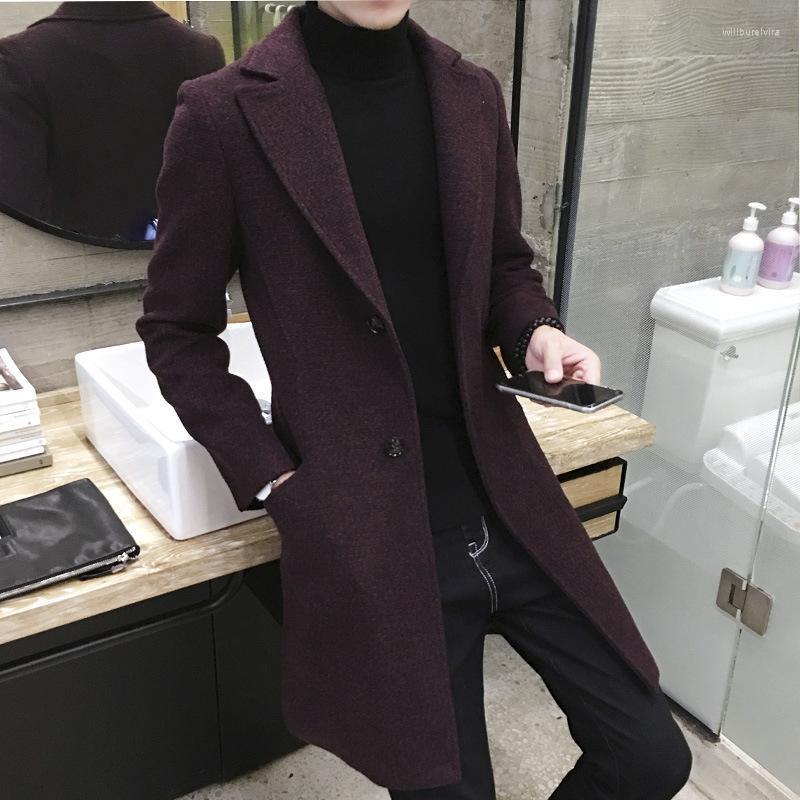 

Men's Trench Coats Long Jacket Men Korean Woolen Coat 5XL Plus Size Slim Fashion Windbreaker Outwear Casaco Masculino Will22, Black