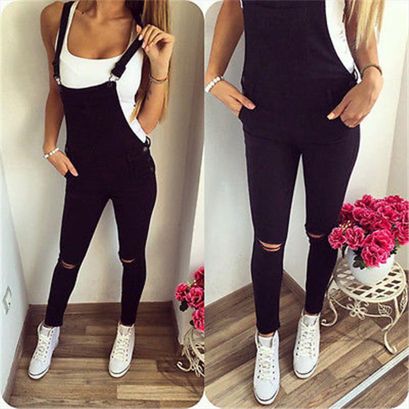 

Spring Autumn Casual Overalls Women Baggy Denim Jeans Jumpsuit Bib Full Length Pinafore Dungaree Overall Pants, As picture