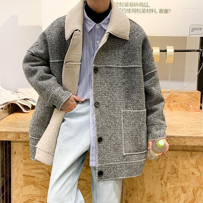 

Men's Down & Parkas 2022 Winter In Warm Wool Thickened Cotton-padded Clothes Youth Loose Coats Long Casual Lamb Snow Jackets -2XL Phin22, Gray